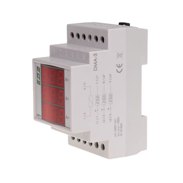 digital current indicator, three-phase DMA-3, indirect measurement 30/5A image 1