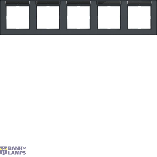 Cover frame 5-way horizontal, text field, A.1, anthracite image 1