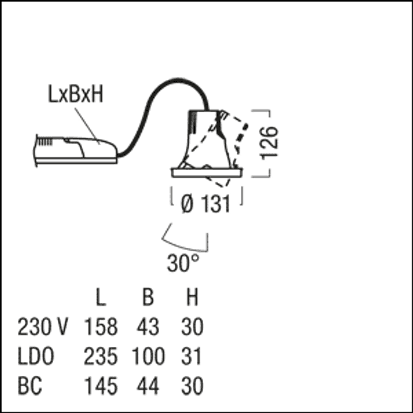 CAR EVO M 3k1-930 LDO WFL WH - ceiling-recessed luminaire image 2