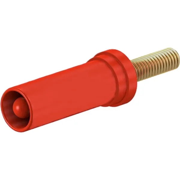 4 mm panel plug, threaded bolt, mounting Ø 9.8 mm, CAT II, red, 24.0117-22 image 1