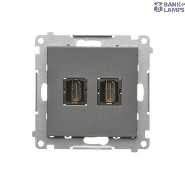 HDMI double socket, module, graphite mat, HDMI Standard: HDMI 1.4 image 1
