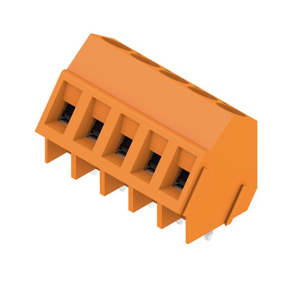 Printed circuit board terminals, 5.00 mm, Number of poles: 5, 135°, Solder pin length (l): 3.5 mm, tinned, orange, Clamping yoke connection, Clamping range, max. : 2.5 mm², Box image 2
