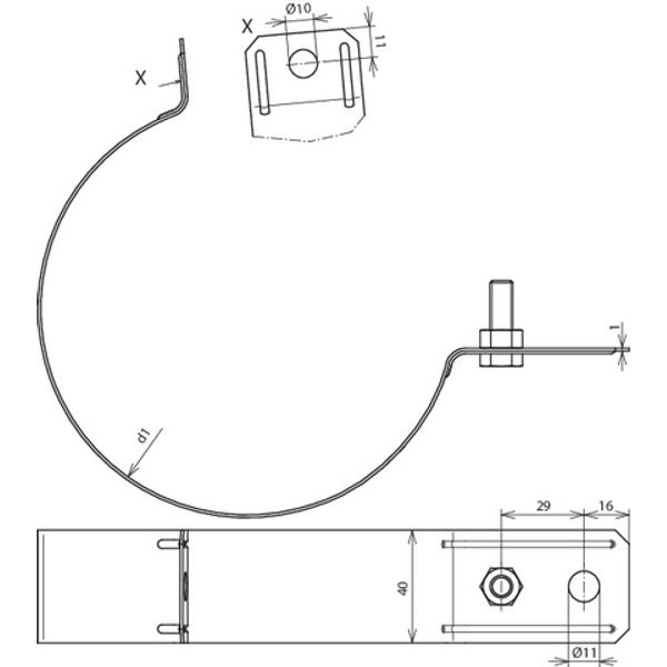 Downpipe clamp D 120mm, St/tZn with connection bore D 11mm image 2