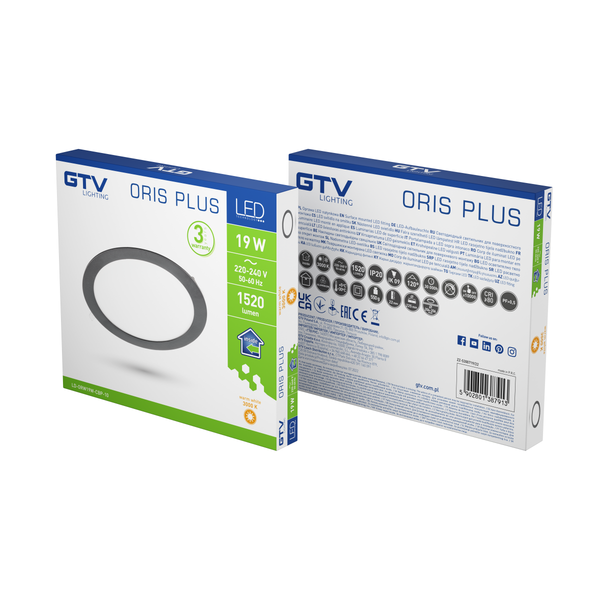 LED luminaire ORIS PLUS, 19 W, 1520 lm, IP20, AC220-240V, 50/60 Hz, 120°, 3000K, recessed, black image 2