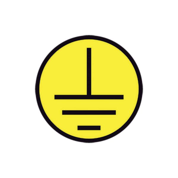 Vinyl label, diametro 39mm, symbol (earth connection) black/yellow image 1