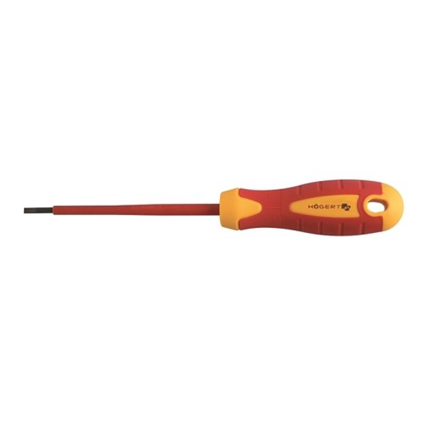 HOEGERT Insulated slotted screwdriver  5,5 x 125 mm, 1000 V, S2 steel image 1