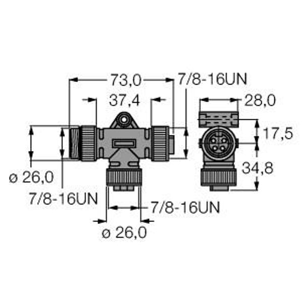 2-Way Splitter T-splitter   RSV-2RKV 48 image 1