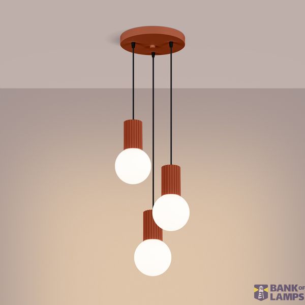 Pendant lamp HALO 3P red ochra image 7