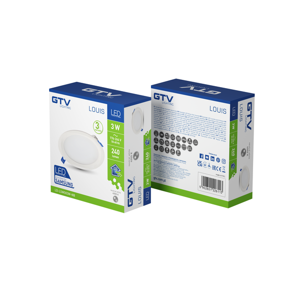 LED luminaire LOUIS, 3 W, 240 lm, 4000K, AC176-264V, IP54, 120°, recessed, round (SAMSUNG LED) image 3