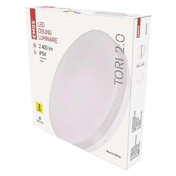 LED Ceiling lamp TORI, round 24W neutral white IP54 image 1