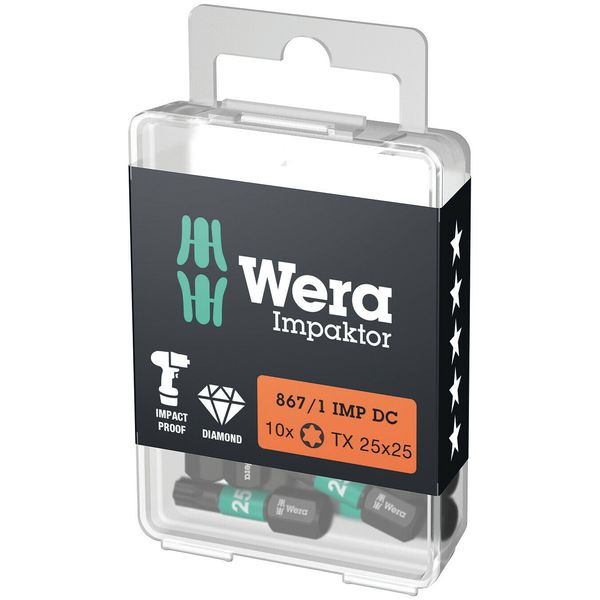 867/1 IMP DC TORX DIY Impaktor Bits, TX 10 x 25 mm, 10-delig image 1