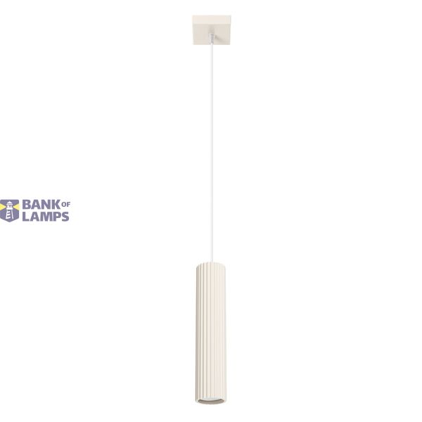 ELEGANT HANGING, SINGLE LAMP FROM THE CARBON SERIES WITH A CYLINDRICAL LAMP SHADE, BEIGE image 6