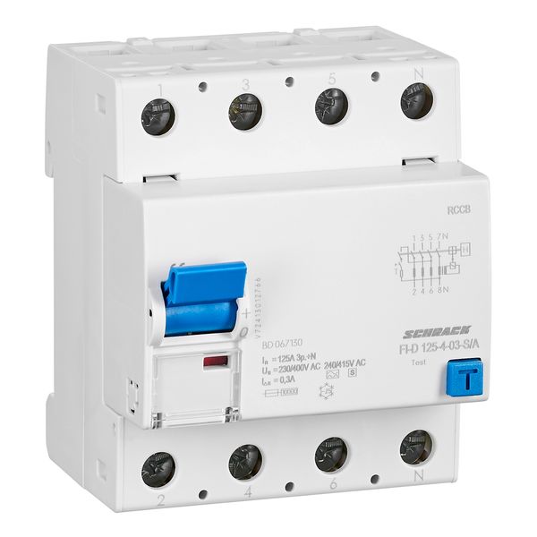 Residual current curcuit breaker 125A, 4-p, 300mA, type S,A image 1