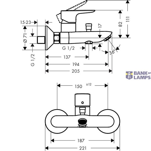 HG Talis E bath mixer, brushed bronze image 2