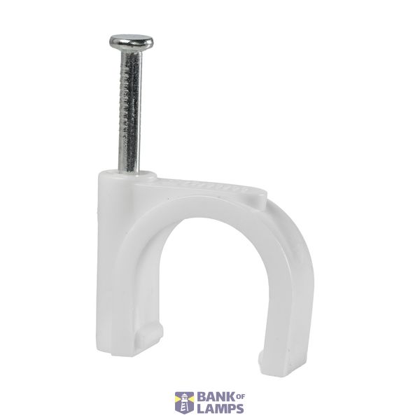FLOP-20 cable holder with nail, for round cable, ⌀20mm, white, nail: 3x42mm image 1