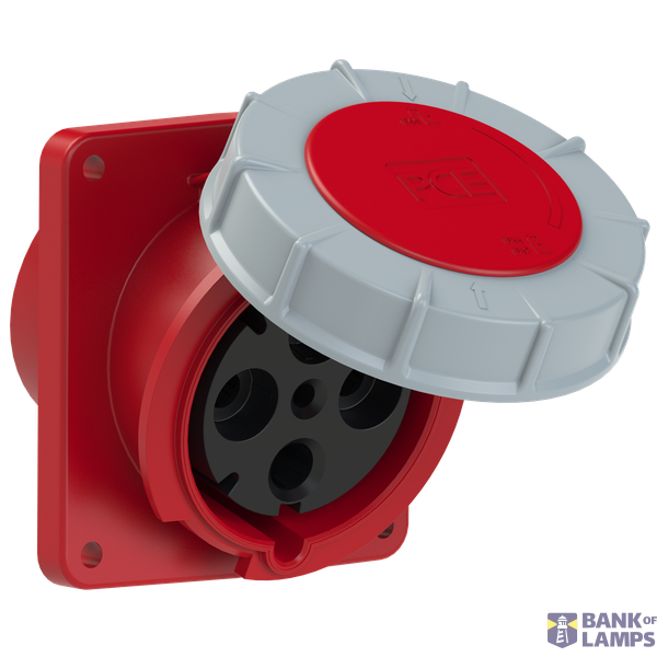 Angled panel socket 125A 4P 400V 6h IP66/67 image 1