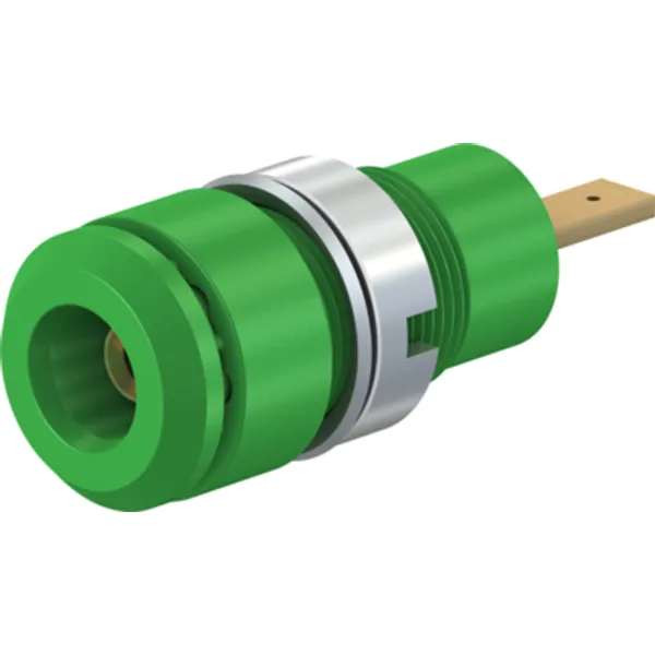 2 mm socket, flat plug connection, mounting Ø 8.6 mm, CAT III, green, 65.9098-25 image 1
