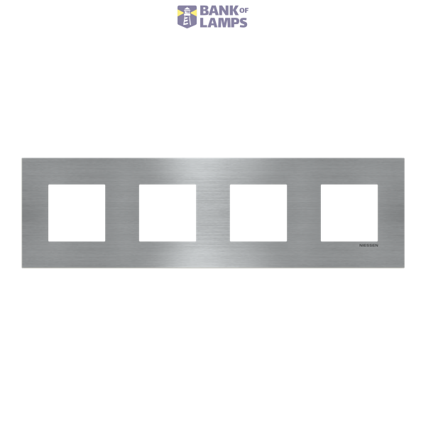 Frame 4-gang / 2+2+2+2-modules - Niessen logo - S - Stainless Steel image 1