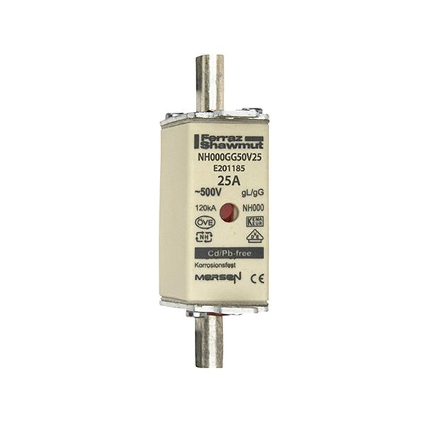 Fuse-link NH000 gG 500VAC 25A live tags Double indicator By 3 image 1