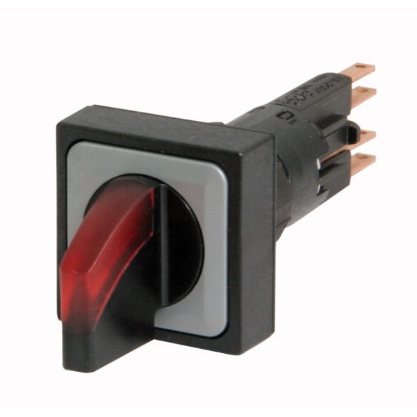 Q25LWK3-RT/WB Illuminated selector switch actuator, momentary, 45° 45°, 25 — 25 mm, 3 positions, With thumb-grip, red, with VS anti-rotation tab, with filament bulb image 1