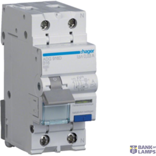 Residual Current Miniature Circuit Breaker B 1+N 0,03A 16A,A-G ADG916D image 1