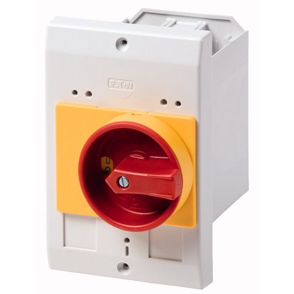 E-PKZ0-GR Insulated enclosure, E-PKZ0, H x W x D = 129 x 85 x 124 mm, flush mounted, rotary handle, red/yellow, IP55 image 1