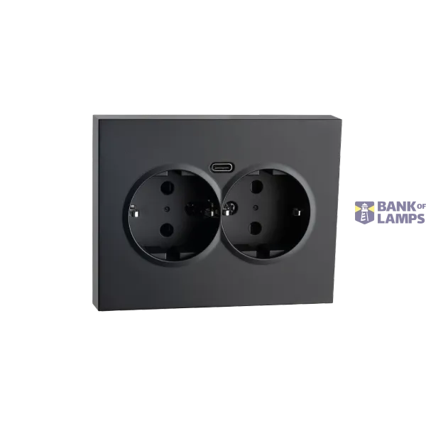 OUTLET FLUSH MOUNTED DOUBLE W/USB-C 1,5 BOX BLACK 6-PACK image 1