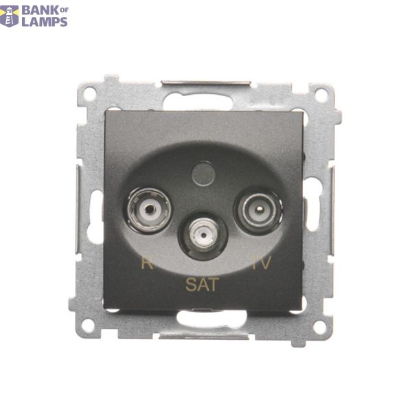 R-TV-SAT pass through aerial socket, atten.: 10dB, anthracite, metalic image 1