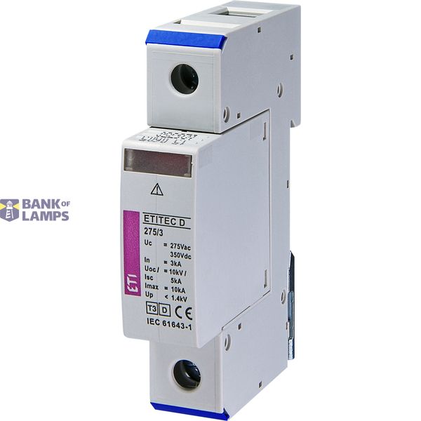 ETITEC D 275/3 D klases pўrspr. aizs. 275V; 8/20s/3kA 1P image 1