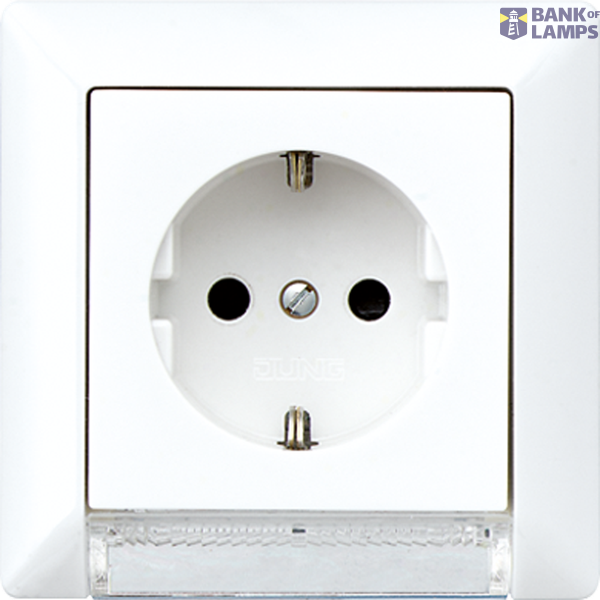 SCHUKO® socket with LED orientation light, 16 A 250 V ~, integrated increased contact protection, SAFETY+, thermoplastic, AS series, alpine white image 1