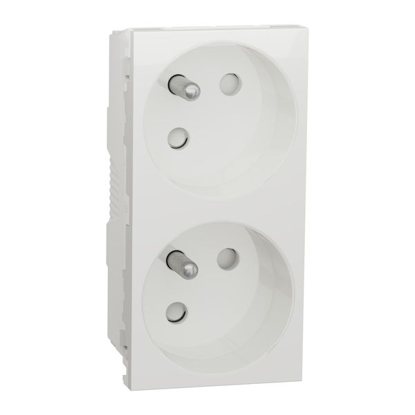 2xFrench socket 45є 2P+E screwless image 1
