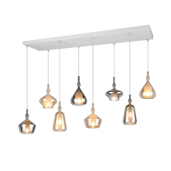 Aldea pendant 8-pc 115 cm E14 amber/chrome plated image 1