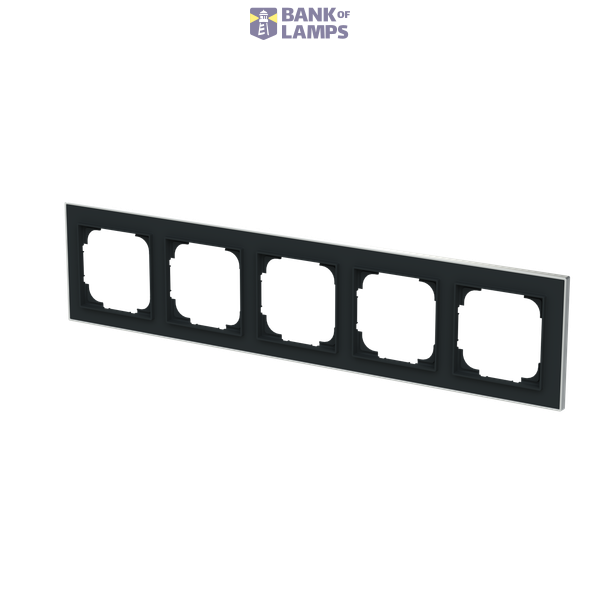 1725-456M-500 Cover  with decor ring, 5gang black matt chrome image 2