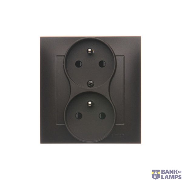 Double socket outlet with earthing and shutters - Czech pin system, (Complete product), 16A, 250V, Screw, Bronze matt, metalic image 1