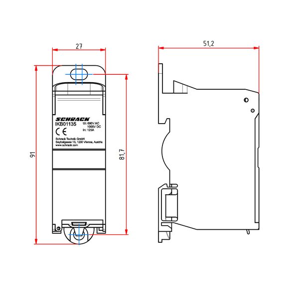 Cu - Main branch terminal, 1-pole,125A, 1x35mmý,, 6x16mmý, (The price is shown without markup on metals. Request a quote for accurate information) image 3