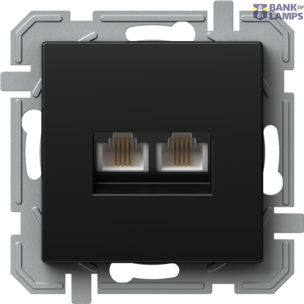 SOCKET TEL KS DOUBLE 2x RJ11 6/4 BK XO 4417215 image 1