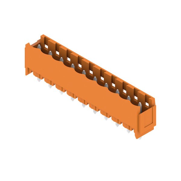PCB plug-in connector, male header, Dovetails for fixing blocks, THT solder connection, 5.08 mm, Number of poles: 10, 180°, Solder pin length (l): 3.2 mm, tinned, orange, Box image 4