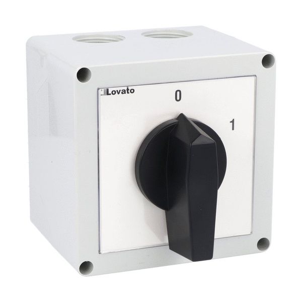 Enclosed rotary cam switch 7GN series, ON-OFF switch 3 poles 40A in plastic enclosure 110X110mm with black handle image 1