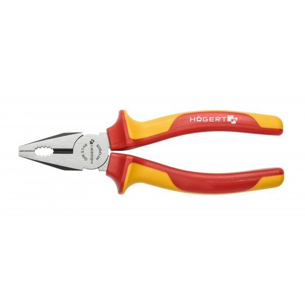 HOEGERT Insulated combination pliers 180 mm, 1000 V, VDE image 1