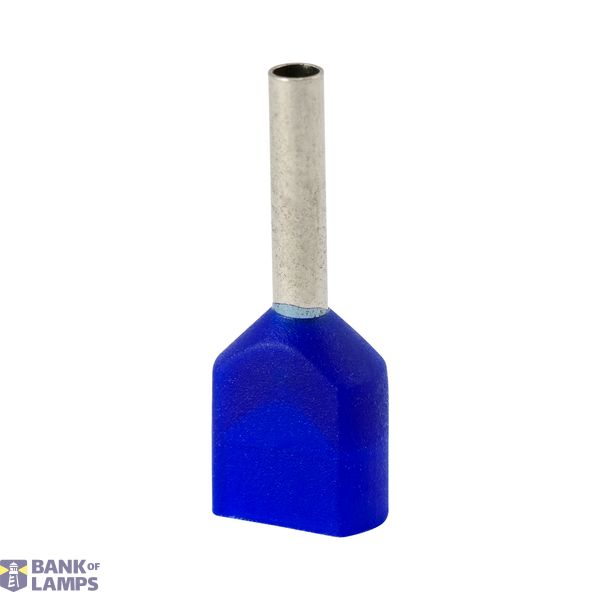 Double insulated sleeve terminal HI 2x0.5/8-ni blue, Al/Cu image 1