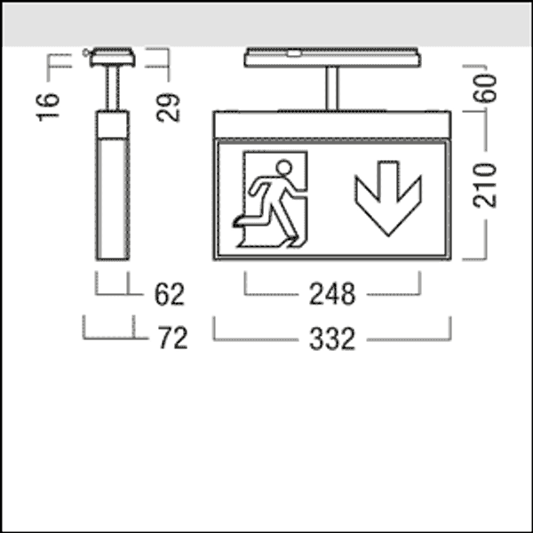 CROSSIGN 160 P TEC-GP E1D WH IP54 - Escape sign luminaire image 2