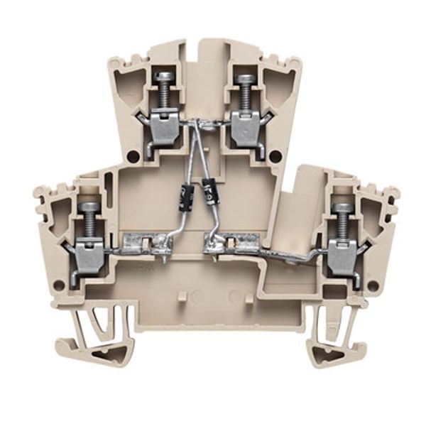 Component terminal block, Screw connection, dark beige, 2.5 mm², 400 V, 400 V, Number of connections: 4, Number of levels: 2, TS 35 image 1