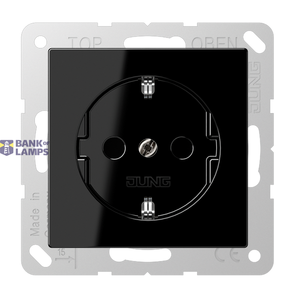 SCHUKO socket, 16 A 250 V ~, Duroplast, Series A, black image 1