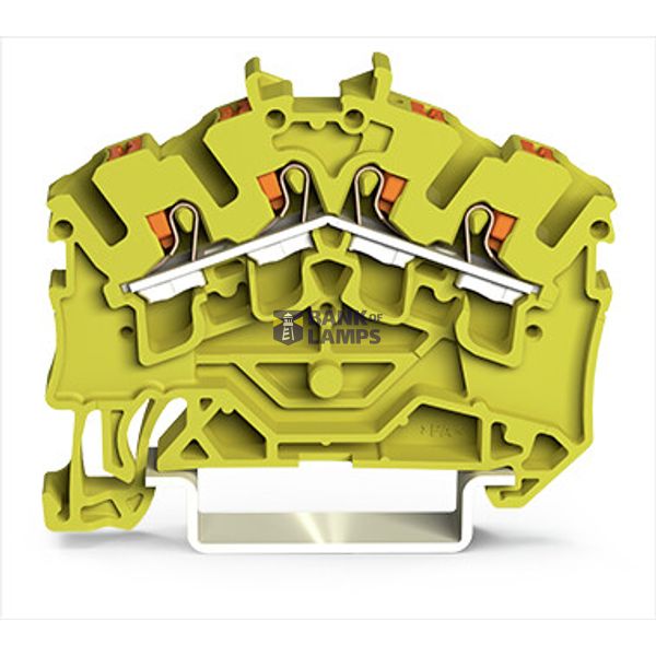 4-conductor through terminal block with push-button 2.5 mm² yellow image 1