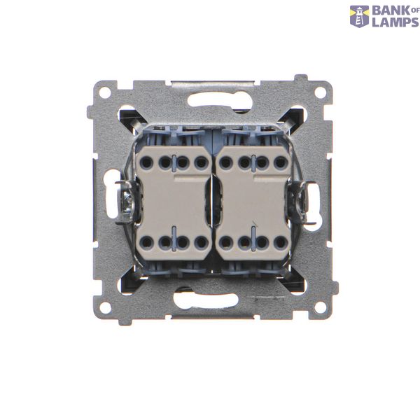 Double socket outlet without earthing, with shutters, (module), 16A, 250V, Screw, white image 1