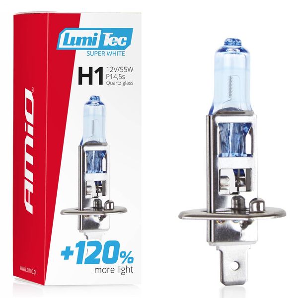 Halogen bulb H1 12V 55W LumiTec Super White +120% image 1