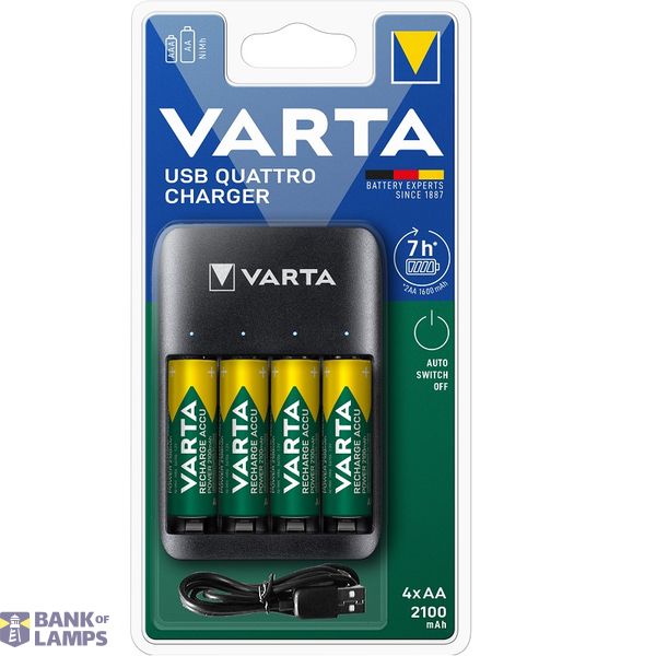 VARTA 57652 101 451 Value USB Quattro Charger incl. 4x AA 2100mAh BL1 image 1