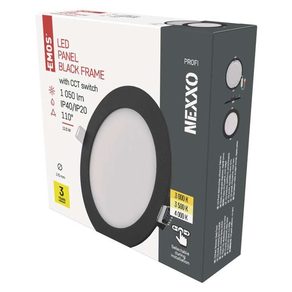 LED recessed luminaire NEXXO, round, black, 12.5W, with change CCT image 1