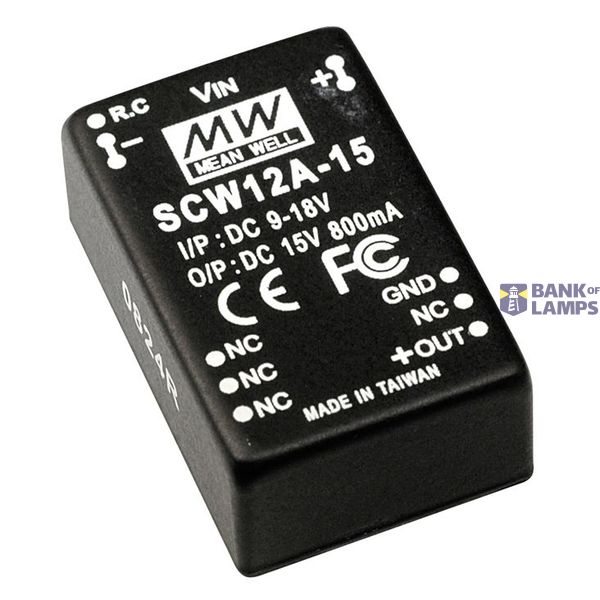 SCW12A-05 DC/DC Converter 9-18V:+5V 2400mA 12W, MEAN WELL image 1