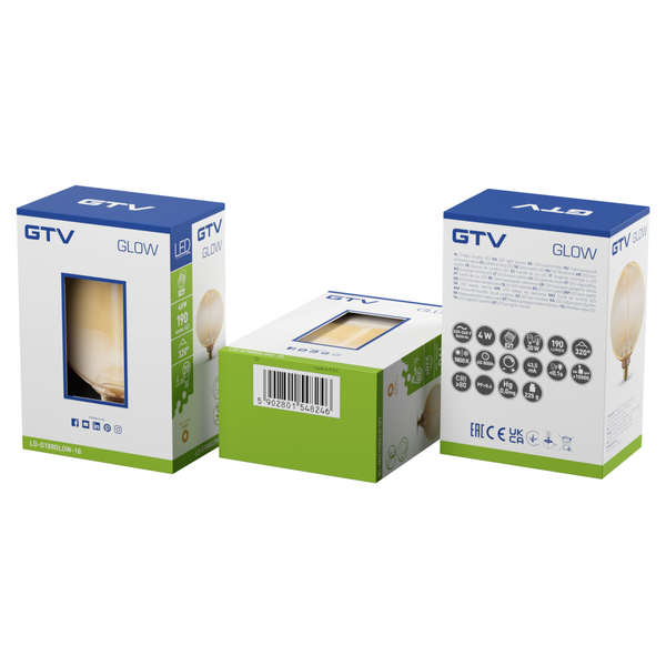 LED Bulb GLOW, E27, G188, 4 W, 190 lm, 1800K, AC220-240V, 320° image 2